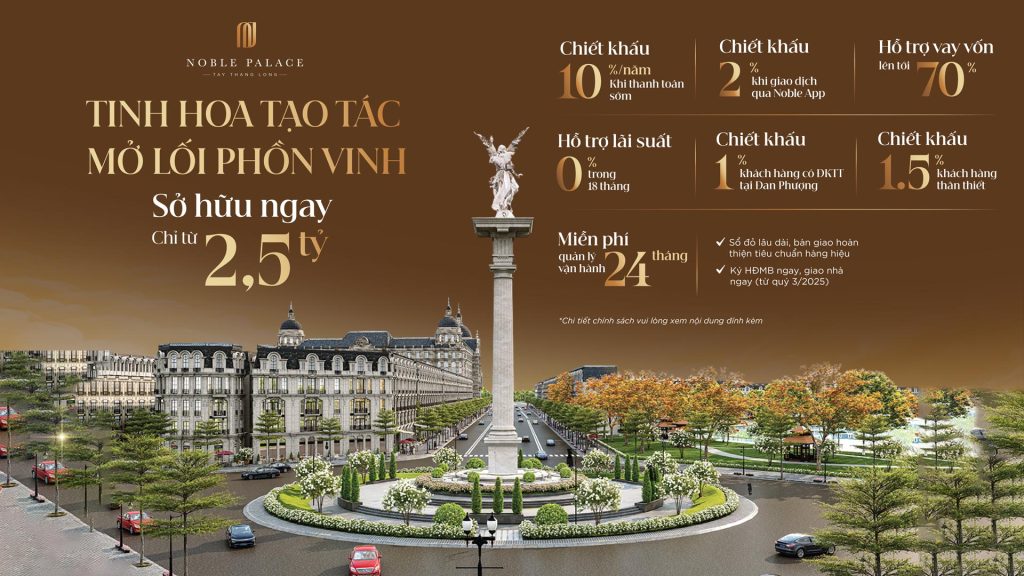giá bán và ưu đãi khi mua Noble Palace Tây Thăng Long